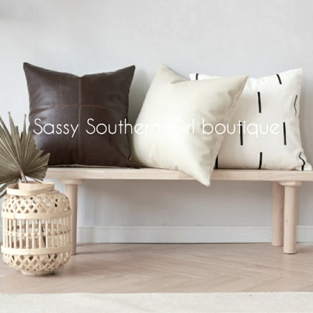 🆕⭐ Luxury Dark Chocolate Lambskin leather pillow covers